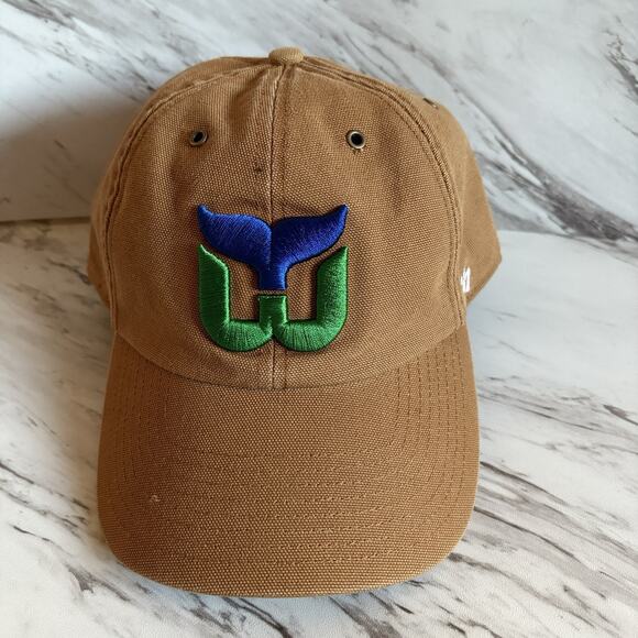 Hartford Whalers Strapback Dad Hat - Carthartt Duck Brown Canvas, 90s NHL Gift - Picture 5 of 8